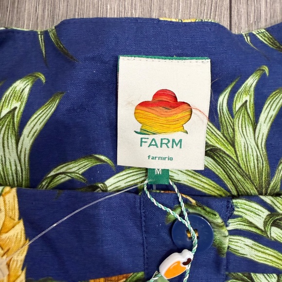 Farm Rio Navy Blue Delicate Pineapple Navy Blue Mini Dress NWT Sz M - Picture 3 of 8